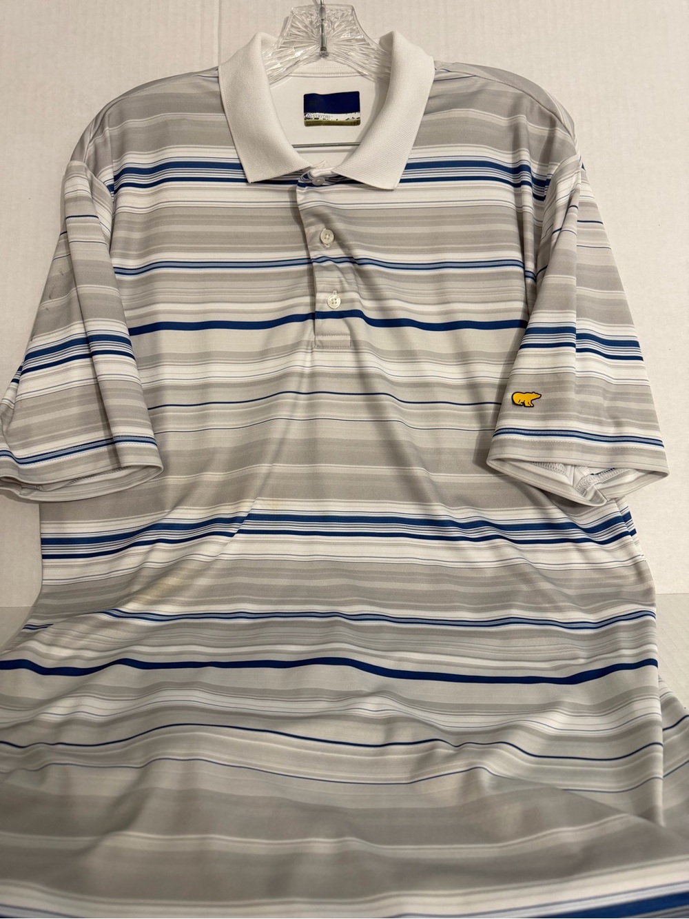 Jack Nicklaus Striped Gray & Blue Short-Sleeve Polo Shirt